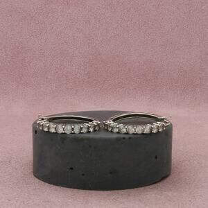 sterling silver white sapphire snap-post hoop earrings